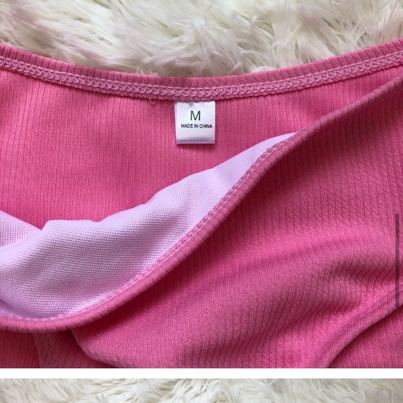 New Medium Ribbed Pink Bikini Top & Bottom Set - Picture 7 of 7
